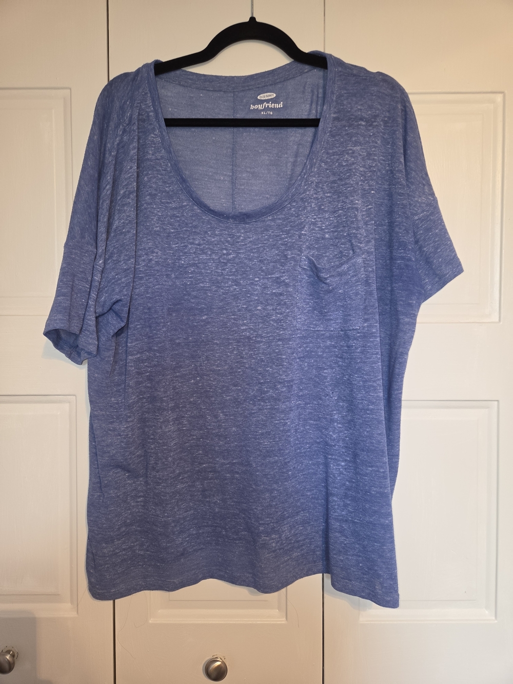 Old Navy Heathered Periwinkle Scoop Neck Pocket Tee